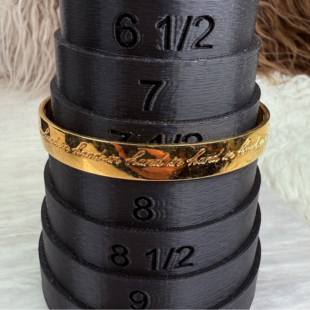 Kate Spade “Hand and Hand” inscribed Goldtone Bangle Bracelet - Picture 9 of 15